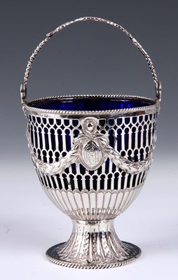 Lot 252 - A GEORGE III ADAM STYLE SILVER BASKET with...