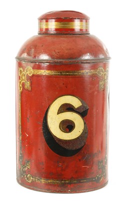 Lot 558 - A 19TH CENTURY TOLEWARE GROCERS TEA CANISTER