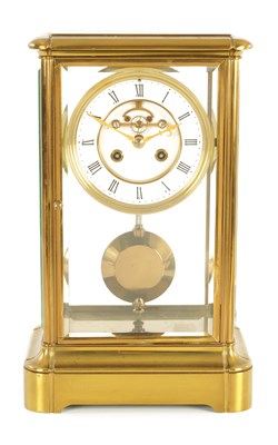 Lot 542 - A LATE 19TH CENTURY FRENCH BRASS FOUR-GLASS MANTEL CLOCK