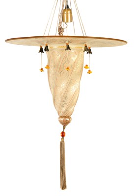 Lot 694 - AN UNUSUAL 20TH CENTURY VENETIAN GLASS HANGING LIGHT SHADE