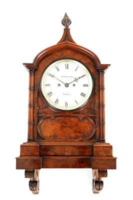 Lot 594 - WYMARK & SON, LONDON. A MID 19TH CENTURY BURR WALNUT DOUBLE FUSEE BRACKET CLOCK