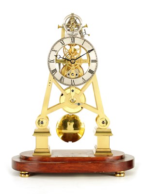 Lot 593 - THWAITES & REED, NO. 30 OF 100. A RARE LIMITED EDITION BRASS SKELETON CLOCK