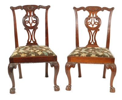 Lot 380 - A NEAR PAIR OF GEORGE III MAHOGANY SIDE CHAIRS