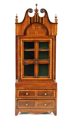 Lot 689 - AN UNUSUAL 18TH CENTURY SPECIMEN WOOD INLAID MINIATURE CABINET