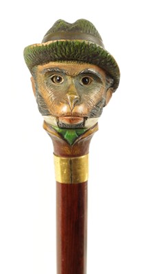 Lot 316 - AN UNUSUAL EARLY 20TH CENTURY NOVELTY AUTOMATION WALKING STICK