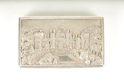 Lot 208 - A 19TH CENTURY SILVER NATHANIAL MILLS CASTLE TOP SNUFF BOX