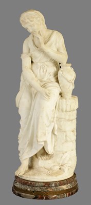 Lot 418 - A 19TH CENTURY CARVED WHITE MARBLE STATUE DEPICTING A YOUNG MAIDEN