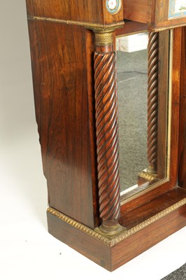 Lot 799 - A FINE REGENCY ROSEWOOD AND ORMOLU MOUNTED BREAKFRONT SIDE CABINET SET WITH SERVES PANELS