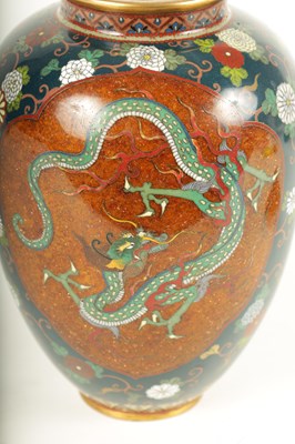 Lot 137 - A JAPANESE MEIJI PERIOD CLOISONNE ENAMEL VASE AND COVER