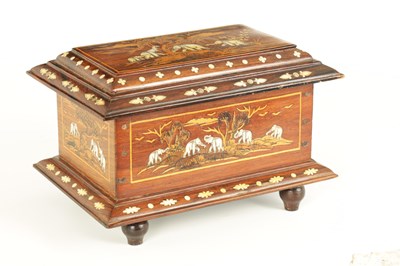 Lot 171 - A LATE 19TH CENTURY ANGLO INDIAN INLAID HARDWOOD CASKET