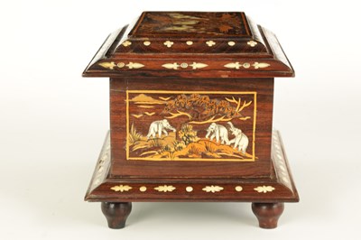 Lot 171 - A LATE 19TH CENTURY ANGLO INDIAN INLAID HARDWOOD CASKET