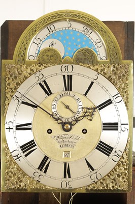 Lot 795 - WILLIAM CREAK, ROYAL EXCHANGE, LONDON.  AN EARLY 18TH CENTURY BURR WALNUT EIGHT-DAY LONGCASE CLOCK