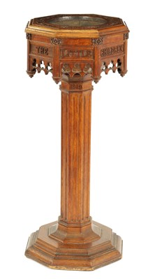 Lot 668 - A 19TH CENTURY OAK GOTHIC STYLE CARVED FONT