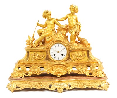 Lot 556 - A LATE 19TH CENTURY FRENCH ORMOLU FIGURAL MANTEL CLOCK