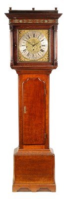 Lot 617 - THOMAS ROYLE, WHITEHAVEN. A MID 18TH CENTURY OAK QUARTER CHIMING LONGCASE CLOCK