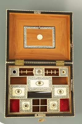 Lot 164 - A REGENCY ANGLO-INDIAN IVORY AND SANDALWOOD VIZAGAPATAM WORK BOX