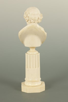 Lot 392 - A 19TH CENTURY CARVED IVORY BUST OF WILLIAM SHAKESPEARE