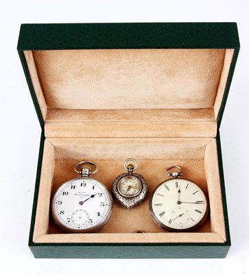 Lot 209 - THREE SILVER POCKET WATCHES to include a top...