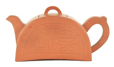 Lot 67 - A CHINESE TERRACOTTA RED CLAY TEAPOT