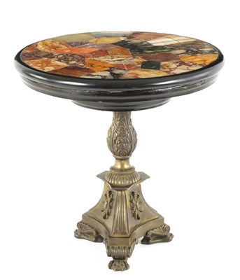 Lot 362 - A 19TH CENTURY MINIATURE REVOLVING MARBLE TOP SPECIMEN TABLE