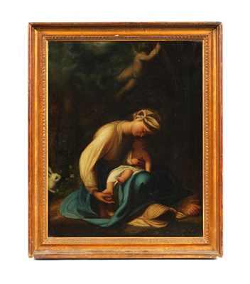 Lot 431 - AN 18TH/19TH CENTURY OIL ON CANVAS - MADONNA AND CHILD