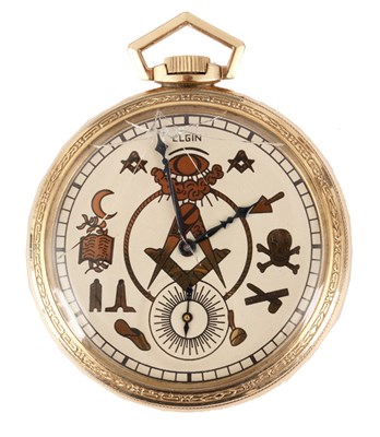 Lot 210 - A 10ct ROLLED GOLD MASONIC POCKET WATCH BY...
