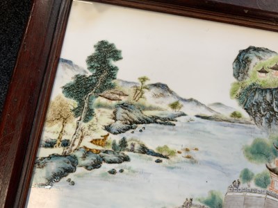 Lot 71 - A 19TH CENTURY CHINESE FAMILLE VERTE PORCELAIN WALL PLAQUE