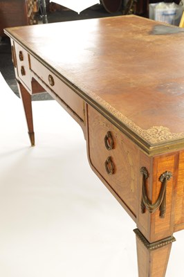 Lot 805 - A FINE LATE 19TH CENTURY FRENCH  ORMOLU MOUNTED INLAID SATINWOOD AND MAHOGANY DESK