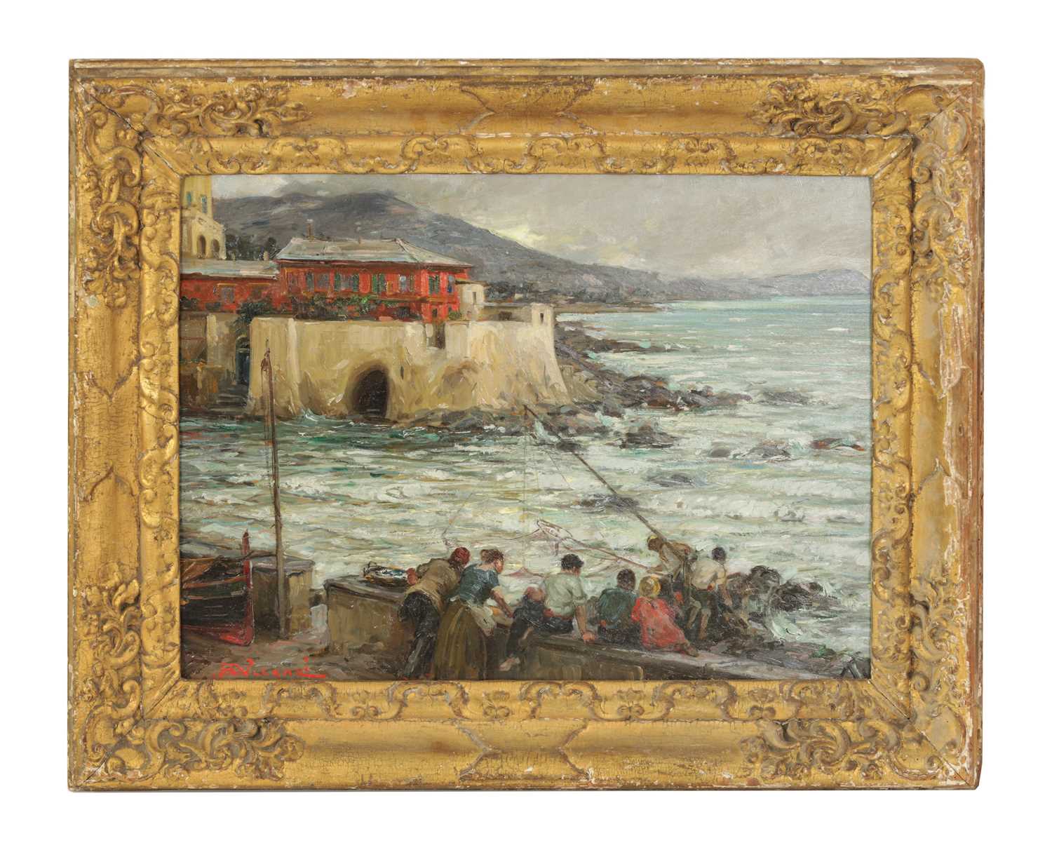 Lot 456 - ARISTOTELE VICENZI (1879 -1950) AN EARLY 20TH CENTURY OIL ON CANVAS