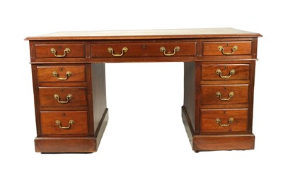 Lot 945 - AN EDWARDIAN GEORGIAN STYLE MAHOGANY PEDESTAL DESK