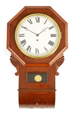 Lot 907 - A 19TH CENTURY  MAHOGANY DROP DIAL ELLIOTT SPRING DRIVEN WALL CLOCK