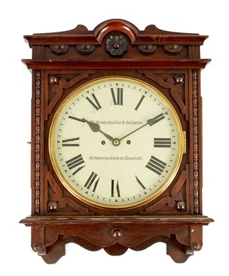 Lot 892 - WINTERHALDER AND HOFMEIER. A LATE 19TH CENTURY DOUBLE CHAIN DRIVEN FUSEE WALL CLOCK