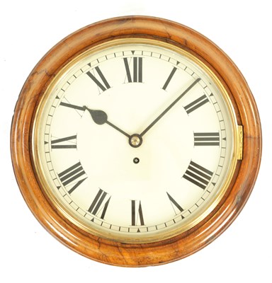 Lot 869 - A LATE 19TH CENTURY WALNUT CHAIN DRIVEN FUSEE WALL CLOCK