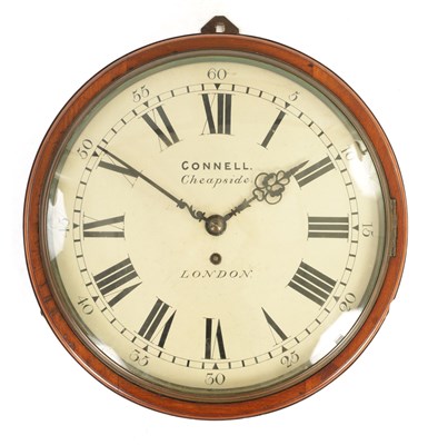 Lot 834 - CORNELL. CHEAPSIDE, LONDON. A 19TH CENTURY CONVEX DIAL CHAIN DRIVEN FUSEE WALL CLOCK