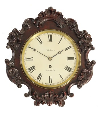 Lot 899 - W R LAST YARMOUTH. A MID 19TH CENTURY 8" DIAL FUSEE FRONT AND REAR WINDING WALL CLOCK