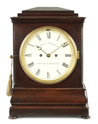 Lot 903 - CHARLES NEPHEW & CO. LONDON AND CALCUTTA. A 19TH CENTURY DOUBLE CHAIN DRIVEN FUSEE BRACKET CLOCK