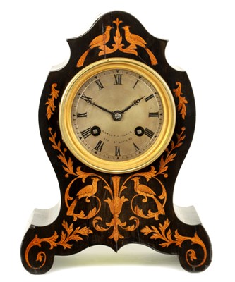 Lot 851 - DUPONT A PARIS. A MID 19TH CENTURY FRENCH INLAID SILK MANTEL CLOCK