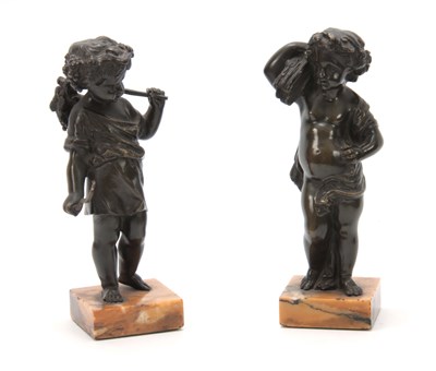 Lot 665 - A PAIR OF 19TH CENTURY PATINATED BRONZE SCULPTURES