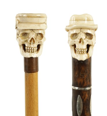 Lot 500 - TWO LATE 19TH CENTURY CARVED BONE WALKING STICKS