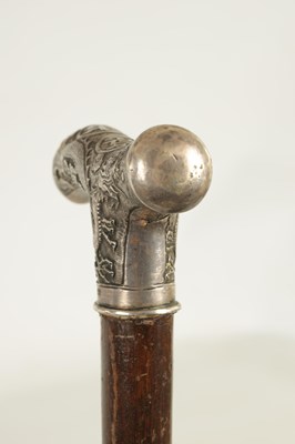 Lot 505 - TWO LATE 19TH CENTURY CHINESE SILVER MOUNTED WALKING STICKS