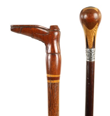 Lot 476 - TWO LATE 19TH CENTURY TREEN WALKING STICKS