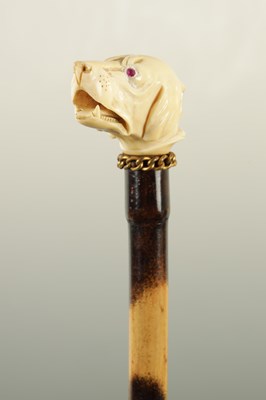 Lot 46 - TWO LATE 19TH CENTURY DOGS HEAD WALKING STICKS