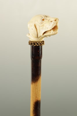 Lot 46 - TWO LATE 19TH CENTURY DOGS HEAD WALKING STICKS