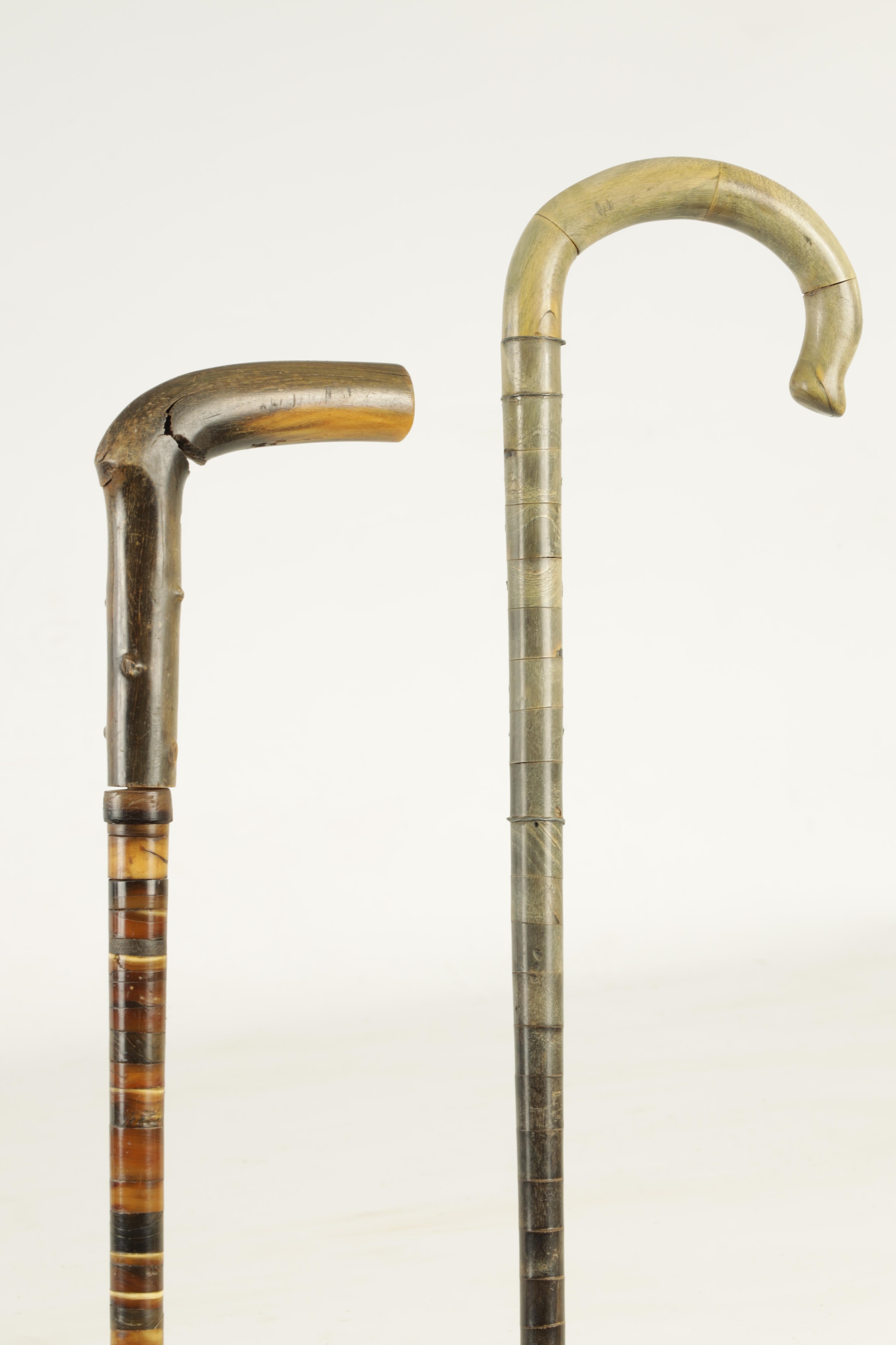 Lot 490 Two Late 19th Century Segmented Horn Walking