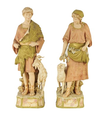 Lot 48 - A PAIR OF LATE 19TH CENTURY ROYAL DUX FIGURES