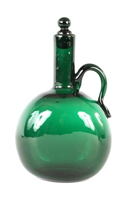 Lot 190 - A GEORGIAN BRISTOL GREEN GLASS DECANTER