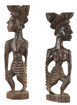 Lot 156 - A PAIR OF AFRICAN CARVED HARDWOOD STATUES