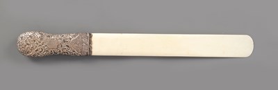 Lot 235 - A LATE 19TH CENTURY IVORY AND SILVER PAGE TURNER