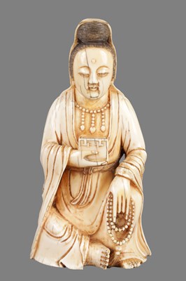 Lot 358 - AN 18TH CENTURY CHINESE IVORY FIGURE