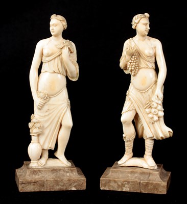 Lot 167 - A PAIR OF LATE 19TH CENTURY NEO-CLASSICAL CARVED IVORY STATUES
